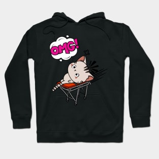 Funny Tabby Cat is on a runaway stretcher Hoodie